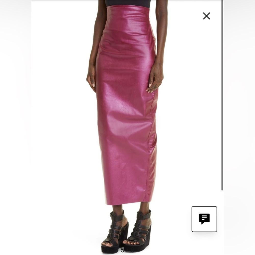 Rick Owens Coated Denim Maxi Pencil Skirt